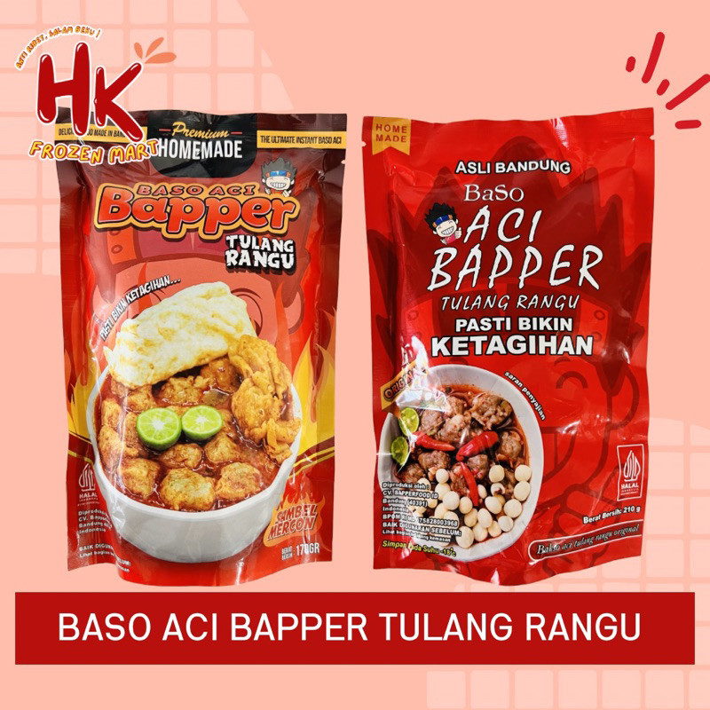 

Baso Aci Bapper Tulang Rangu Ori Sambal Mercon Geprek boci bakso cireng cuanki seblak HK Frozen Mart