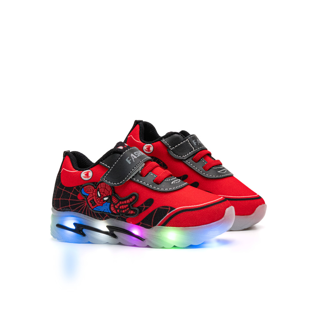 Sepatu Anak Laki-laki Model Lampu Led / Sepatu Sneakers anak Karakter Spider - Arkana