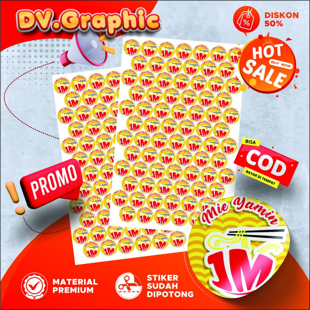 

Stiker Custom Label Makanan Minuman Jajanan Olshop Bahan Kertas Stiker Cromo A3+