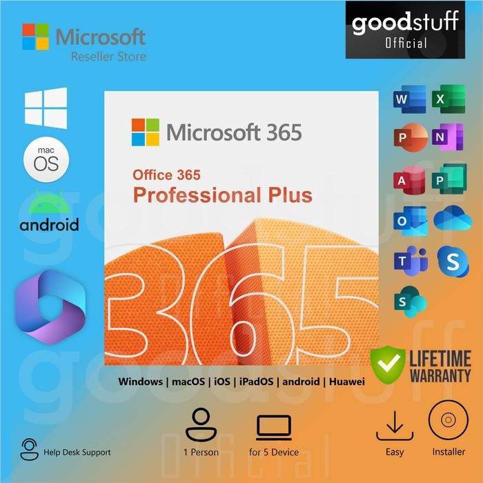 Microsoft Office 365 Original 5 Device Genuine License Lifetime - 1 Tahun