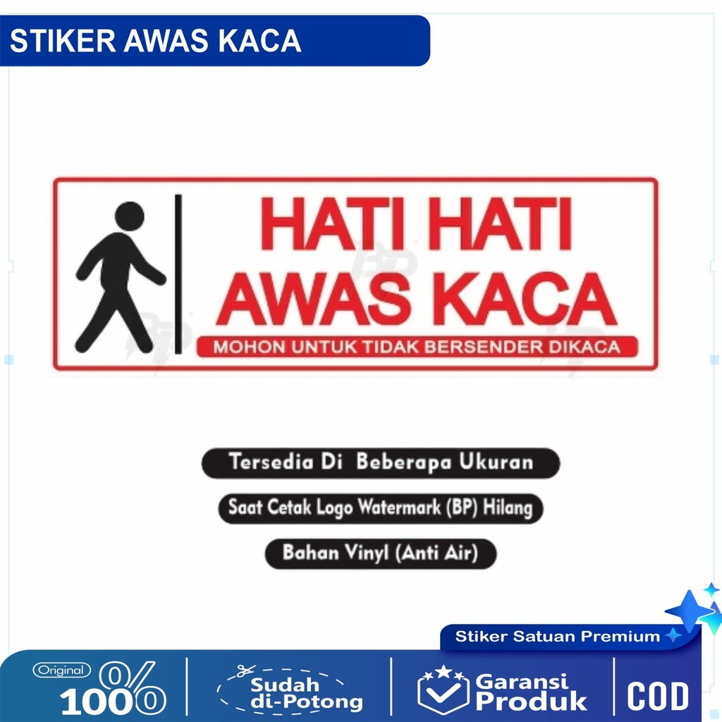 Stiker awas kaca / sticker awas kaca / stiker hati hati awas kaca / sticker kaca
