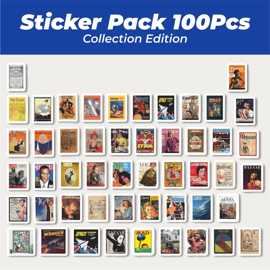 

Hot Stiker Vintage Cover Magazine Lucu Anti Air Stikers Berperekat Waterproof Sticker Decal Buat Motor Helm Buku Journal Koper Casing HP Laptop Botol Minum
