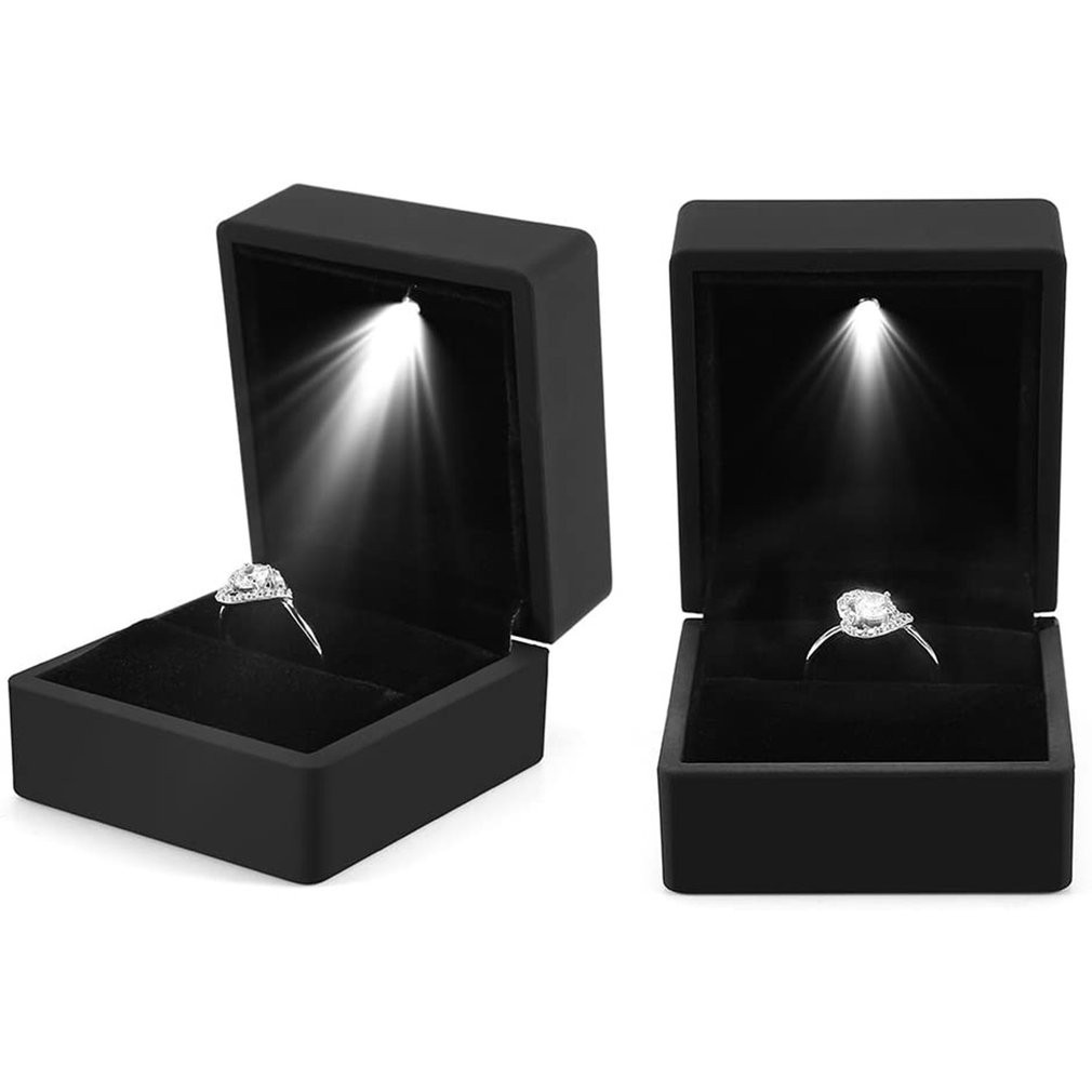 

2025 Ring Box With LED Light Jewelry Diamond Ring Box Storage Wedding Ring Box Jewelry Organizer Storage Gift Box