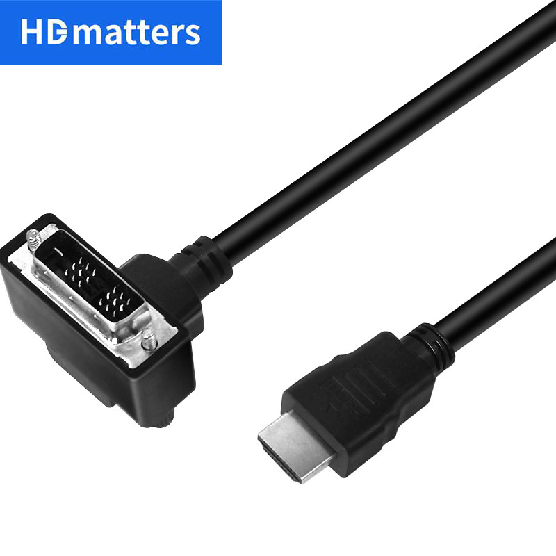 Short HDMI to DVI Cable with Angled DVI Plug Bi-direction DVI to HDMI or HDMI to DVI adapter Cable H