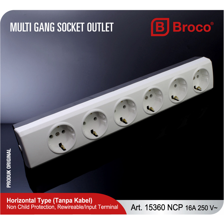 Stop Kontak BROCO / Terminal BROCO / Stop Kontak 6 Lubang Putih BROCO - 15360