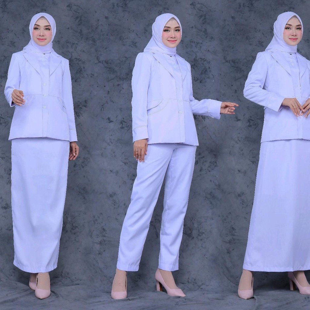 Seragam perawat rompi baru Putih Baju Dinas Wanita setelan rok A/celana panjang/rok span bahan katun