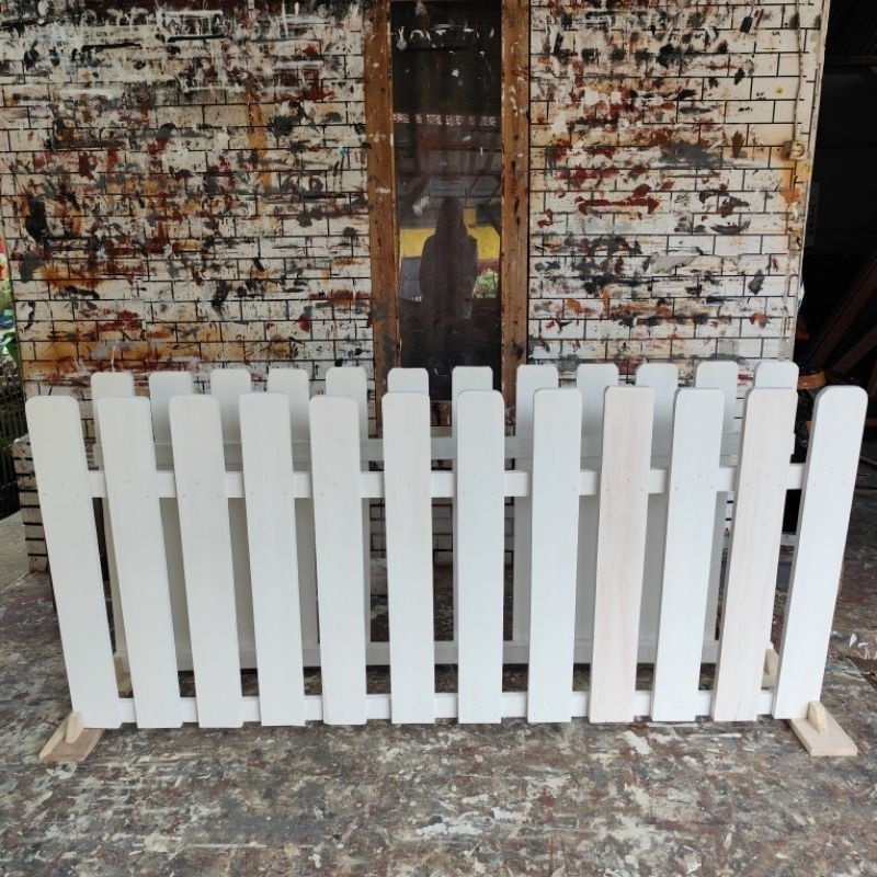 Pagar Kayu Kandang Anjing Pagar Taman Pagar Penyekat Kolam Pagar Besar Tinggi 80 Cm Full Putih