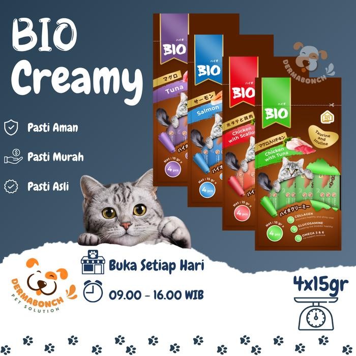 

Snack/Treat/Cemilan Kucing (Cat Food) Bio Creamy 4x15 gr 4x15 g - CHICKEN SCALLOP