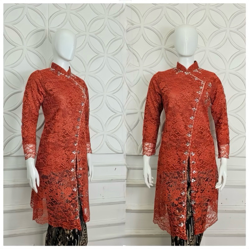 Kebaya Tunik Brokat Tamara Mix Payet Jumbo Ld 120 Baju Pesta Kondangan Wisuda Modern