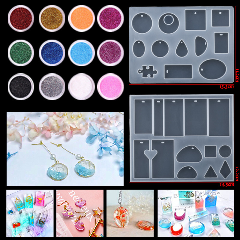 

Epoxy Casting Molds Set Silicone UV Casting Tools Kits Resin Casting Molds For Jewelry Making DIY Earring Findings 16 Styles