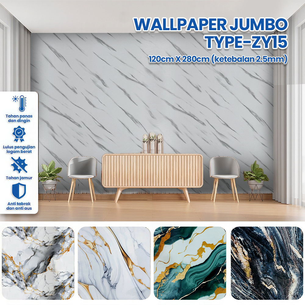 Wallpaper Stiker Dinding Motif Marmer Wallpaper Dinding Vinyl Wallpaper Motif Marmer 120x280Cm Afi C