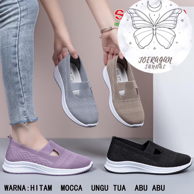 JAMIN MURAH Sepatu Perempuan Wanita Dewasa Rajut  (L) Sol Putih(BISA LANGSUNG ORDER)