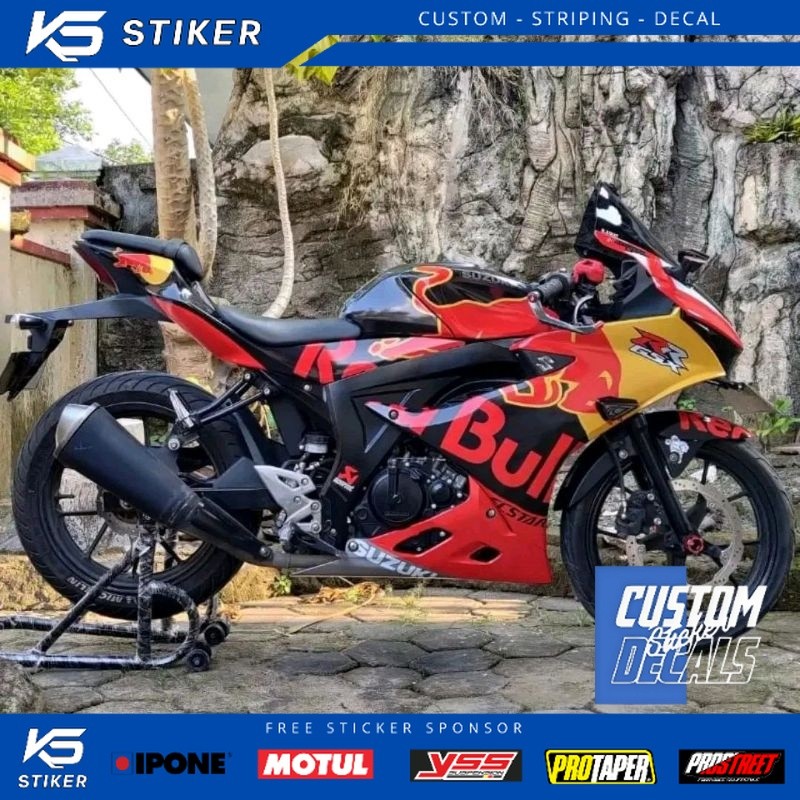 Decal Motor Suzuki GSX R150 Motif Red Bull Hitam Merah (Stiker Full Body)