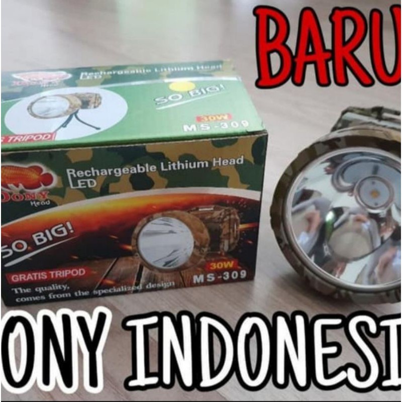 SENTER KEPALA DONY MS-309 30w 30watt SO BIG CAS RECHARGEABLE KOMPLIT ORIGINAL [ READY STOCK]
