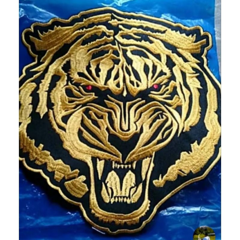 BackPatch bordir macan tiger gold dan silver aksesoris jaket BORDIR KLATEN