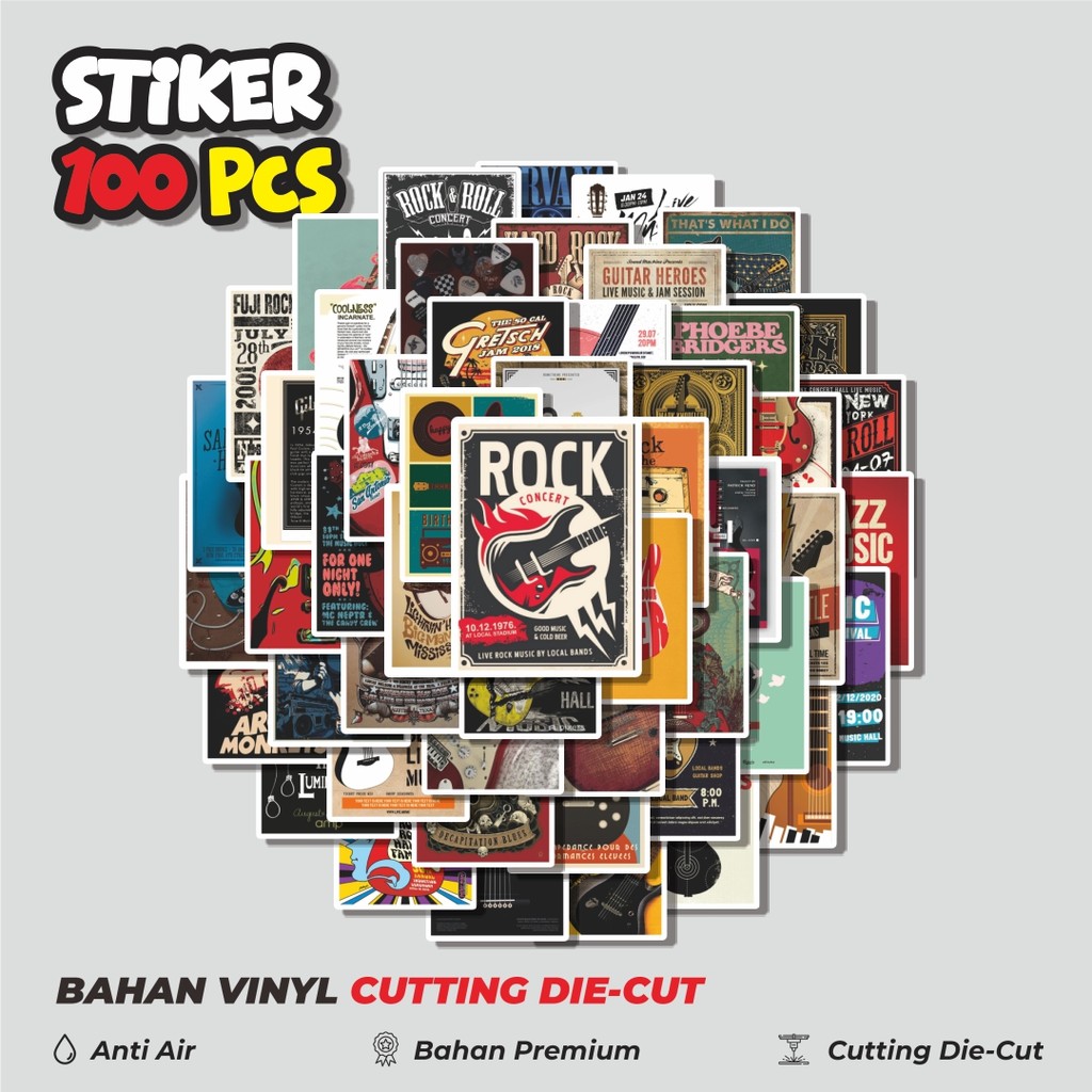 

Terbaru! 50 pcs Stiker Poster Gitar Dekorasi Lucu Kreatif untuk Notebook, Skateboard, HP