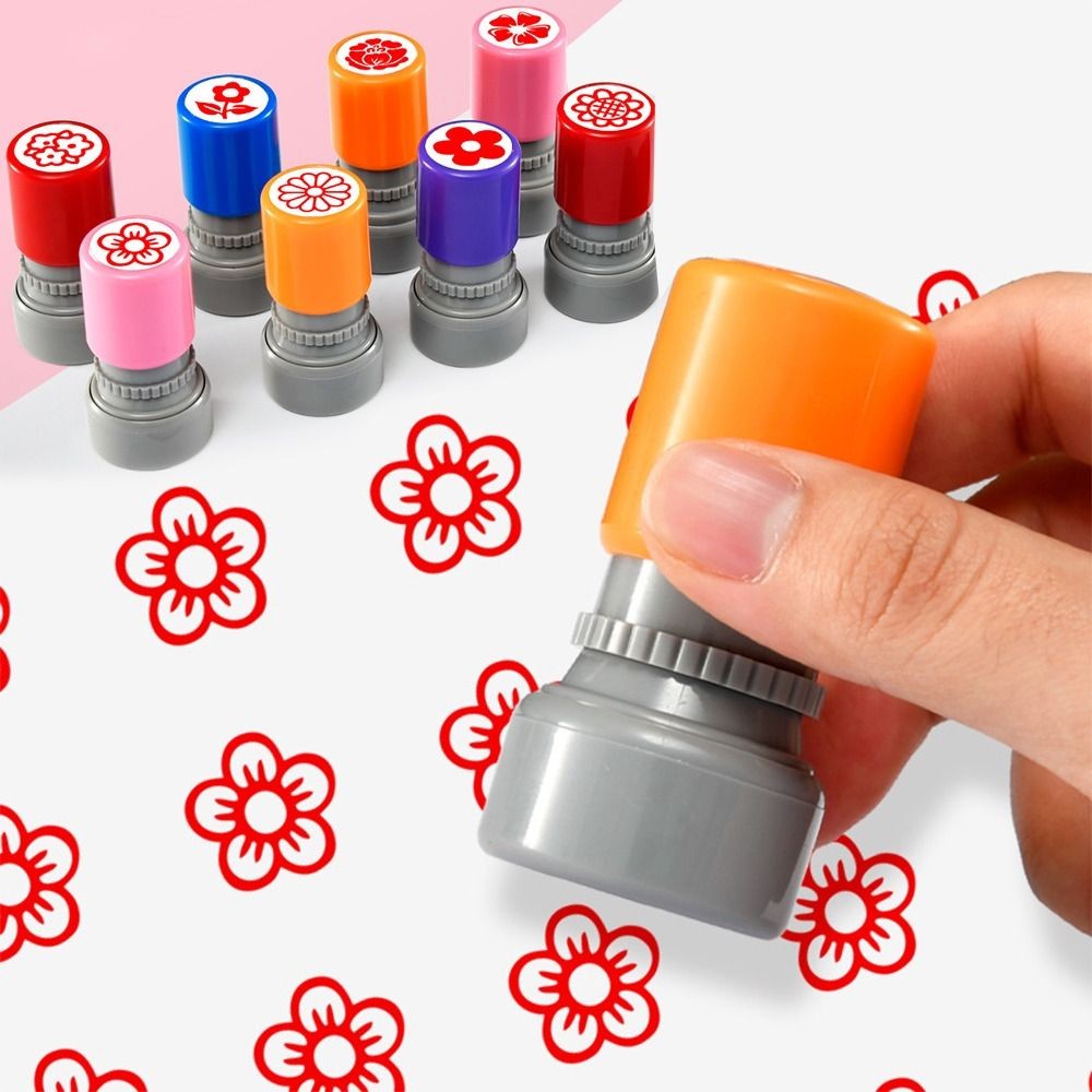 

Teacher Rewards Flower Stamp School Students Comments Encourage Stamp Cartoon Flower DIY Homework Scrapbooking Seal Toy