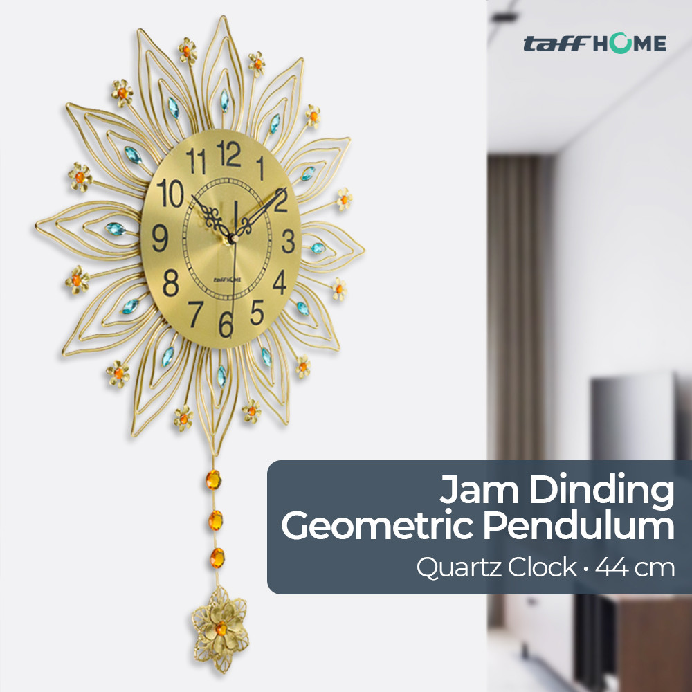 Jam Dinding Bulat Quartz Clock Geometric Pendulum 44CM - Jam Hiasan Dinding Geometric Pendulum Jam D