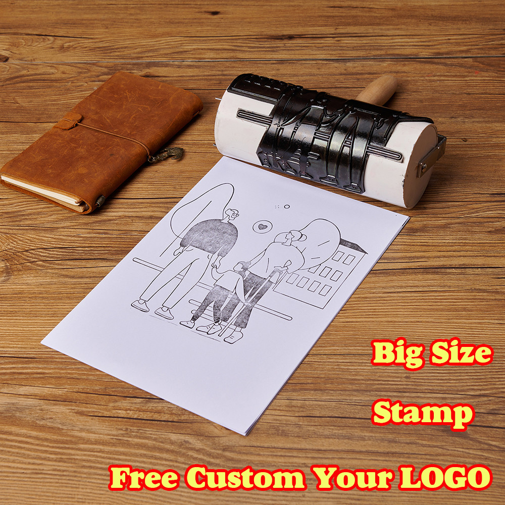 

Customized Extra Large Rubber Roller Stamp | Large Size Logo Stamp Personalized Seal | Business Paper Packaging Seal