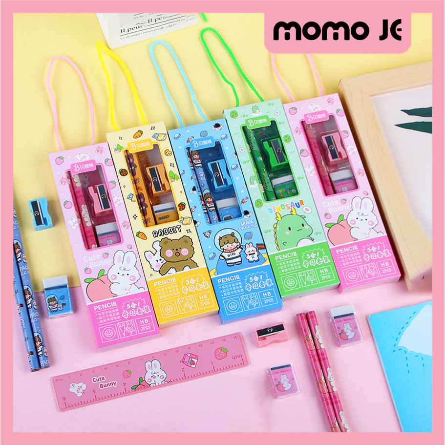 

MOMO JE S5989 Alat Tulis 5 in 1 Lucu Set Set Alat Tulis 5 in 1 Set Alat Tulis Kartun