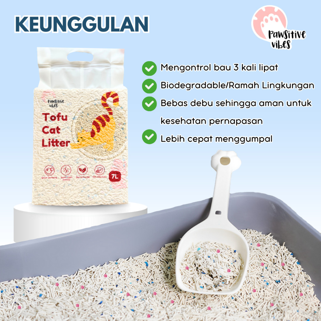 Natural  Tofu Cat Litter - Pasir Kucing Tofu  - Pasir Gumpal Soya - Tofu Clumping Cat Litter - Pasir