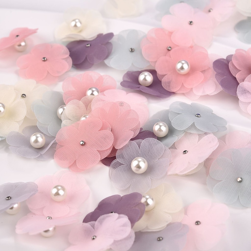 10Pcs Organza Daisy Artificial Flowers Clothing Repair Patch Appliques For Wedding Dress Bag Decorat