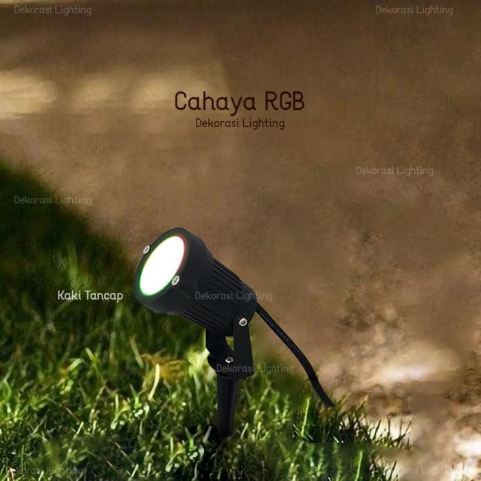 Lampu taman sorot colour rgb led 3w spotlight warna warni