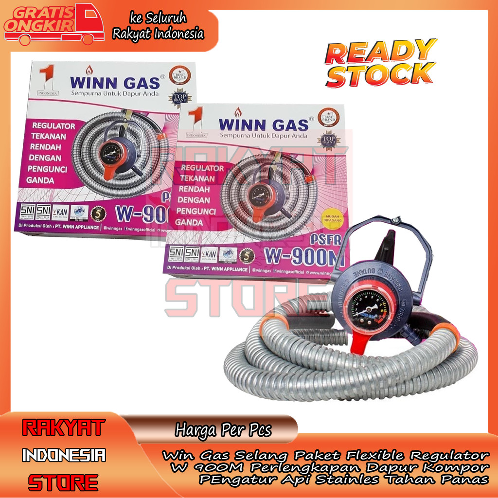 Win Gas Selang Paket Flexible Regulator W 900M Kompor LPG Rumah Tangga Material Kuat Sambungan Stain