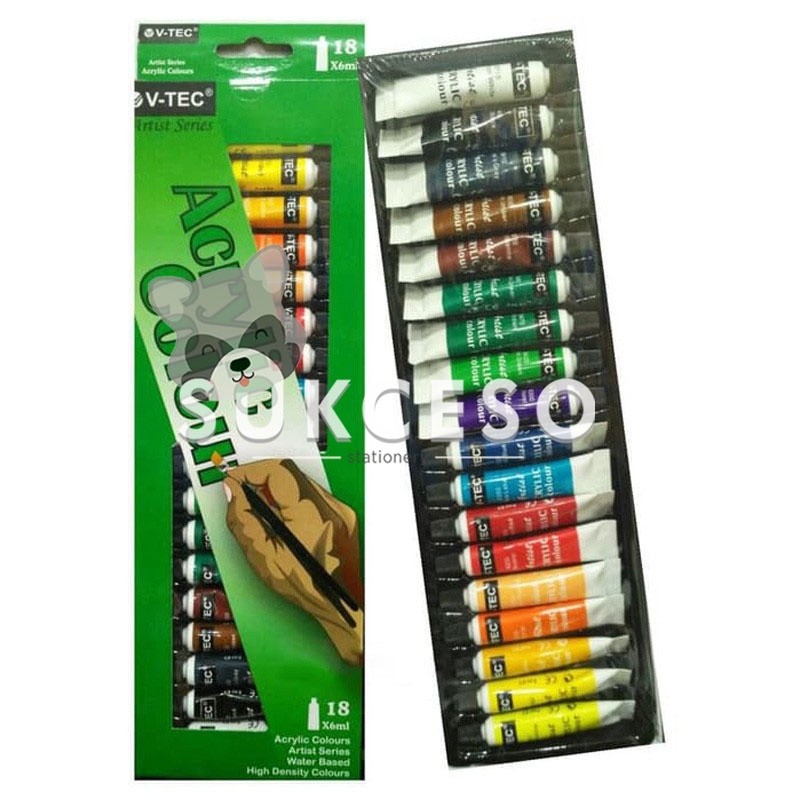 

V-Tec Vtec Acrylic Colour VT-618/A 18 Color 6ML / Akrilik Warna Berkualitas