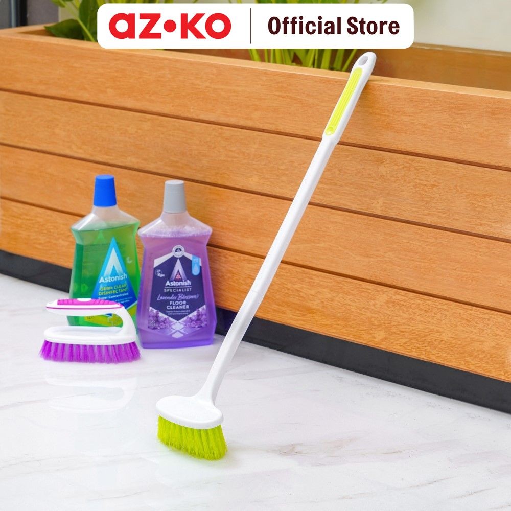 AZKO Sikat Lantai Bergagang - Hijau Putih Perabotan Rumah Sikat Pembersih Lantai Multifunctional Flo