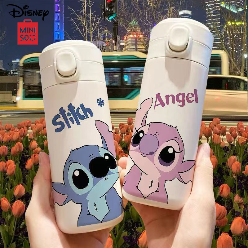 MINISO Disney Stitch 420ML Stainless Steel Insulated Cup Kawaii Angel Child Vacuum Cup Cartoon Therm