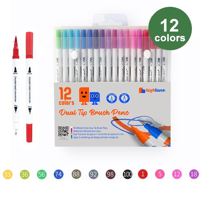 

TERLARIS! Hightune Spidol Warna Brush Pen 2 Tips - 12/24/36/48/60/80/100/120 Spidol Set Marker Drawing Pen - Stationery hightune spidol - 12