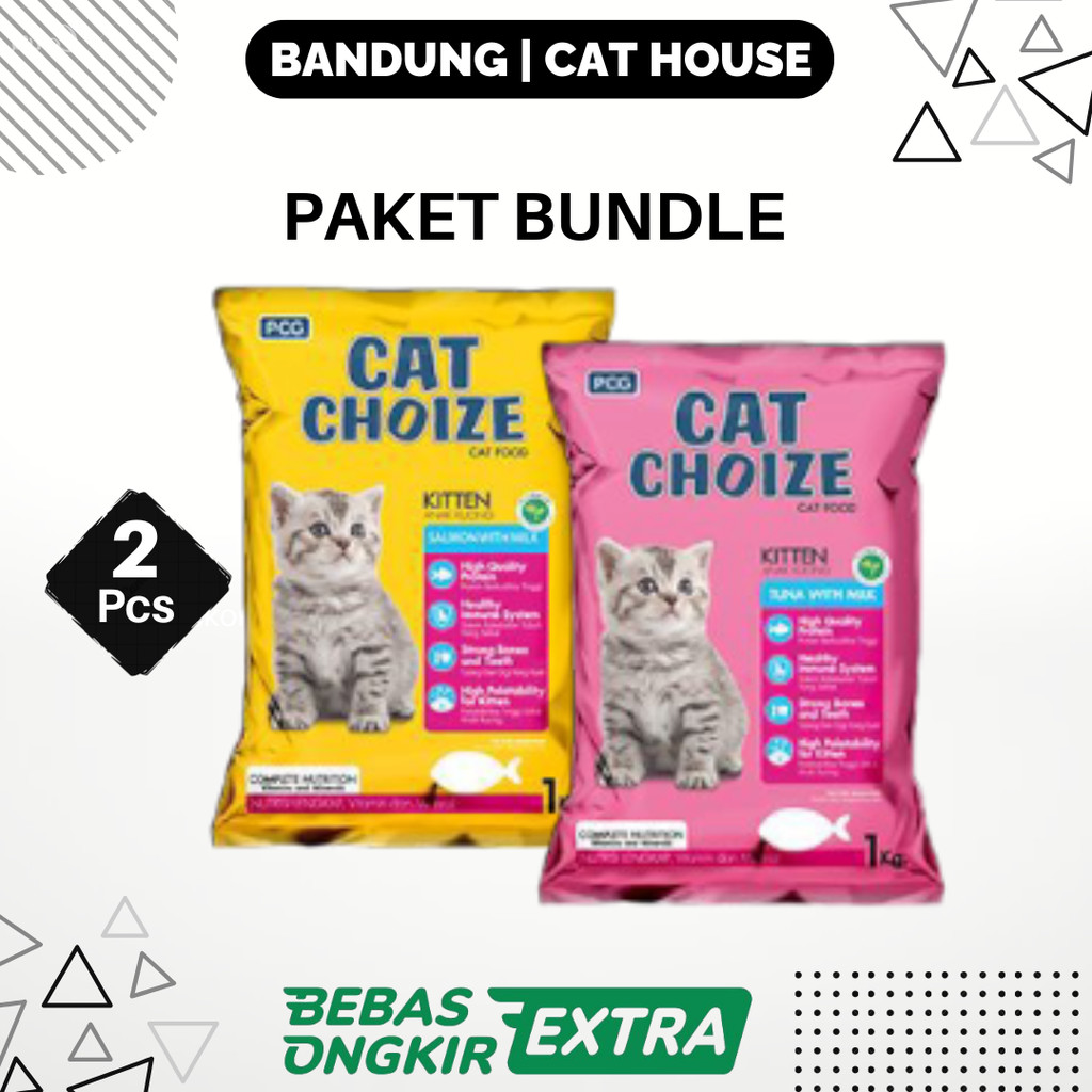 Paket Bundling 2 PCS Makanan Kucing CAT CHOIZE KITTEN 1 KG Kemasan Freshpack