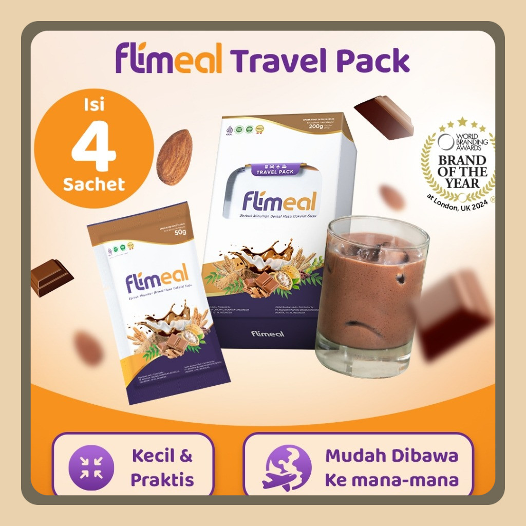 

Flimeal (Meal Replacement) Travel Pack (isi 4 Sachet) - Coklat Susu