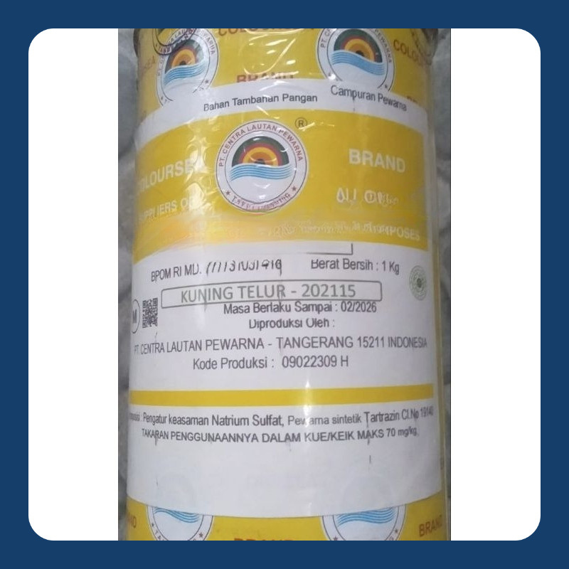 

Pewarna makanan berat 1kg kuning telur-202115 merek coloursea