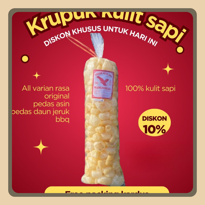 

Krupuk rambak kulit sapi 500gr , Dorokdok kerupuk kulit varian rasa