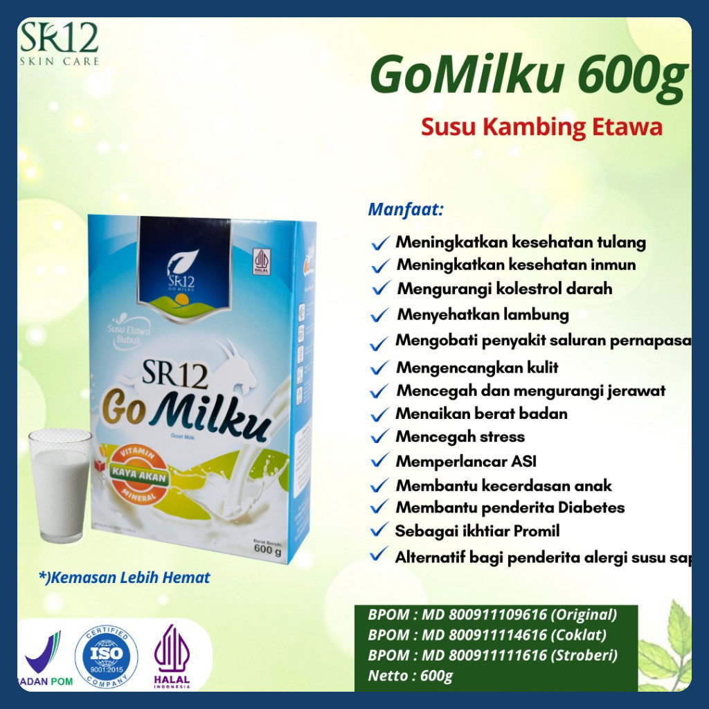 

Susu Gomilku SR12 Susu Kambing Etawa Bubuk Kualitas Premium Kemasan Hemat 600 gram