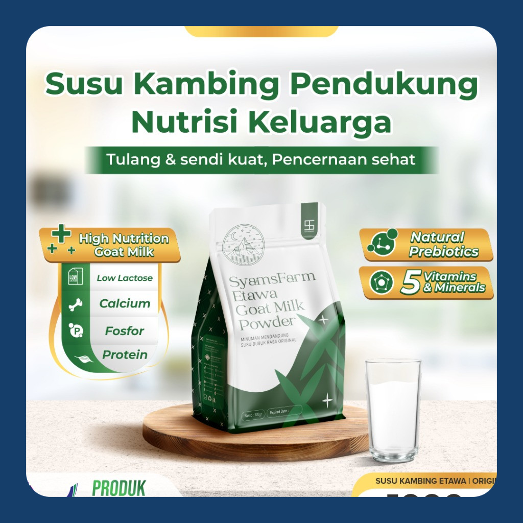 

Ternak Syams Susu Kambing Etawa Bubuk Rasa Original 1KG alami rendah gula mengatasi asam urat nyeri sendi osteoporosis kebas keram kesemutan pengeroposan tulang lansia pegel linu radang asma syaraf kejepit diabetes hipertensi rendah laktosa herbal alami