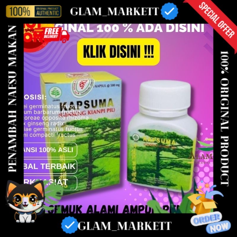 

PROMO GUNCANG 7.7 SALEEE !!! Ready Stok Siap Kirim kapsuma {Bebas Biaya Ongkir} Kapsuma (Ginseng Kian pi Pil) 60'S BPOM - Penambah Nafsu Makan, Obat Penggemuk Badan original produkkianpi Original Produk ~Glammarkettt