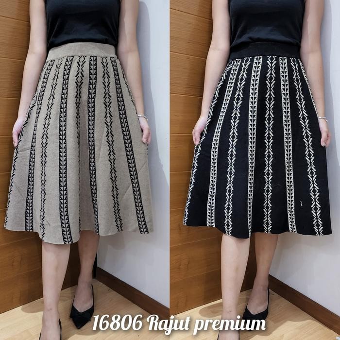 ROK 7/8 RAJUT IMPORT ROK WANITA ROK PENDEK BAWAHAN WANITA - moca, all size