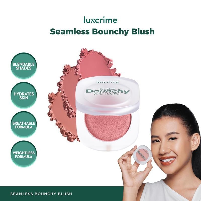 

Luxcrime Seamless Bouncy Blush - Cream blush dengan tekstur seperti mochi dengan warna pigmented, tahan lama dan mudah diblend