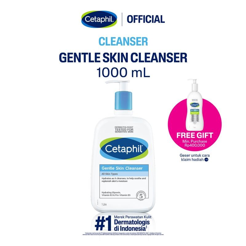 

Cetaphil Gentle Skin Cleanser 1000ml dengan Niacinamide, Glycerin dan Panthenol Sabun Pembersih Muka Untuk Segala Jenis Kulit