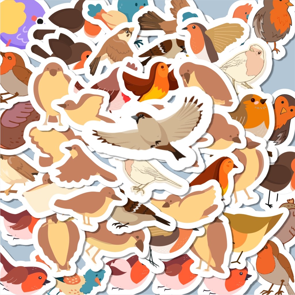 

100PCS Lucu Sticker Hewan Burung Gereja Stiker Aesthetic Stiker Anti Air Stikers Berperekat Waterproof sticker decal buat Motor Helm Buku Journal Koper Casing HP Laptop Botol Minum Hadiah anak