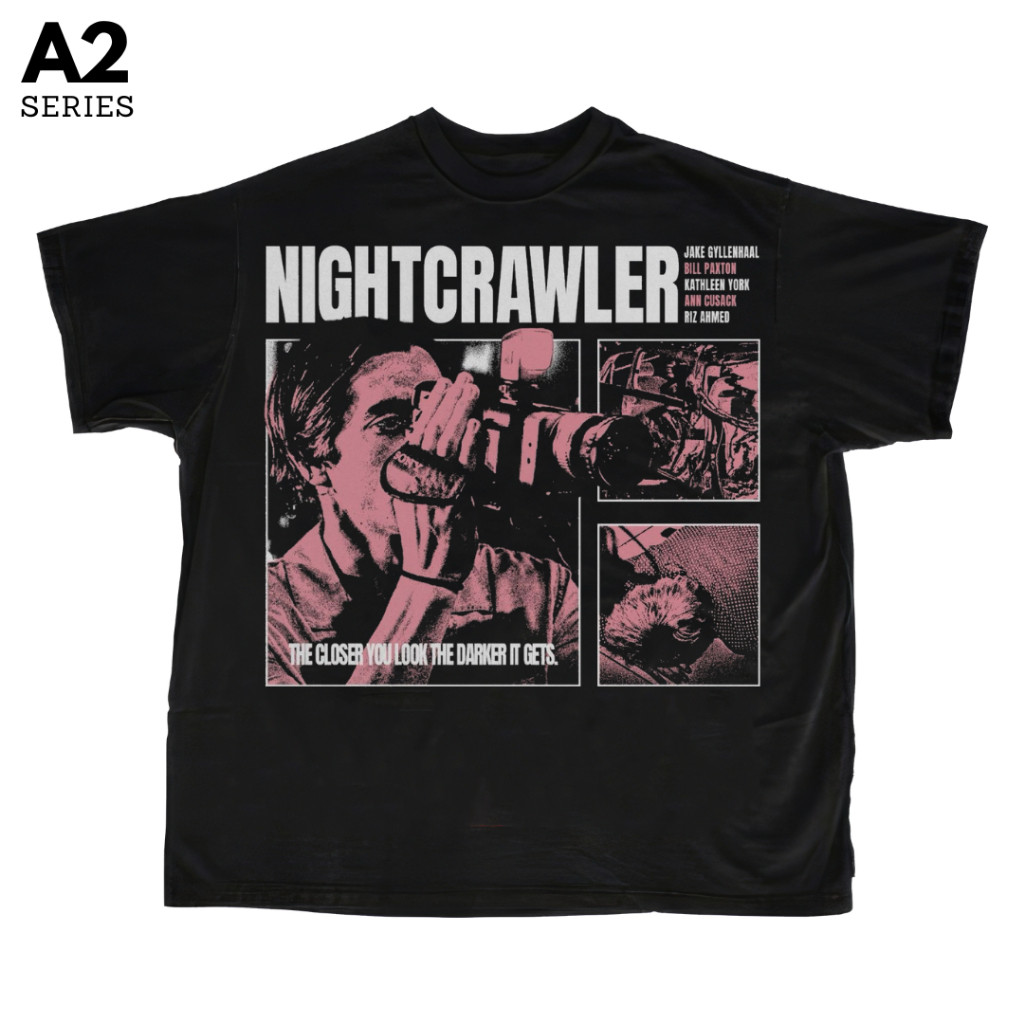 Psycho Crucify "Nightcrawler" A2 Series Black Oversized T-Shirt | COD | Atasan | Vintage | Kaos Film
