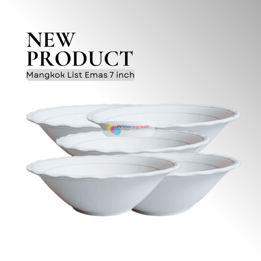 Mangkok Keramik 1 Lusin 12pcs Aesthetic List Emas