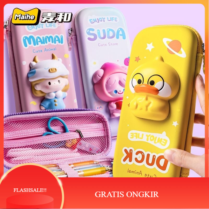 

【AGNES_ID】DISKON!! Tempat Pensil 3D Squishy Anak Sekolah Bahan EVA Kotak Alat Tulis Timbul Hardcase