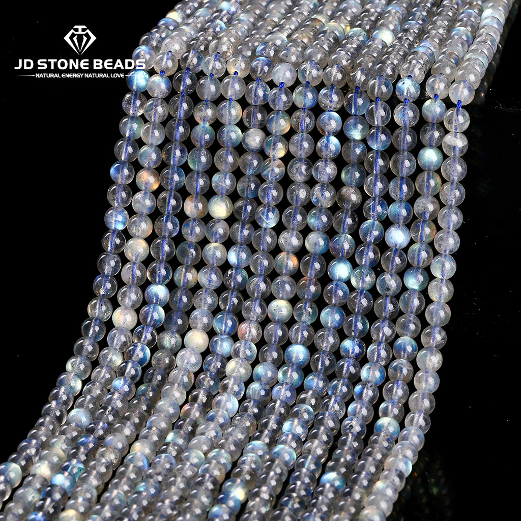7A Natural Gray Moonstone Beads 5 7mm Round Loose Spacer Labradorite Bead for Jewelry Making Diy Nec