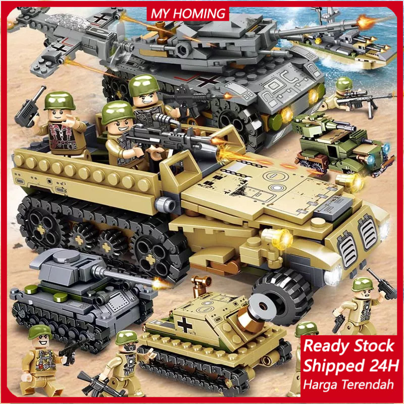 【Harga Minimum】COD 1000+PCS Mainan Brick Tank WW2 Pesawat Mainan Anak Laki Laki / Robot Polisi Maina