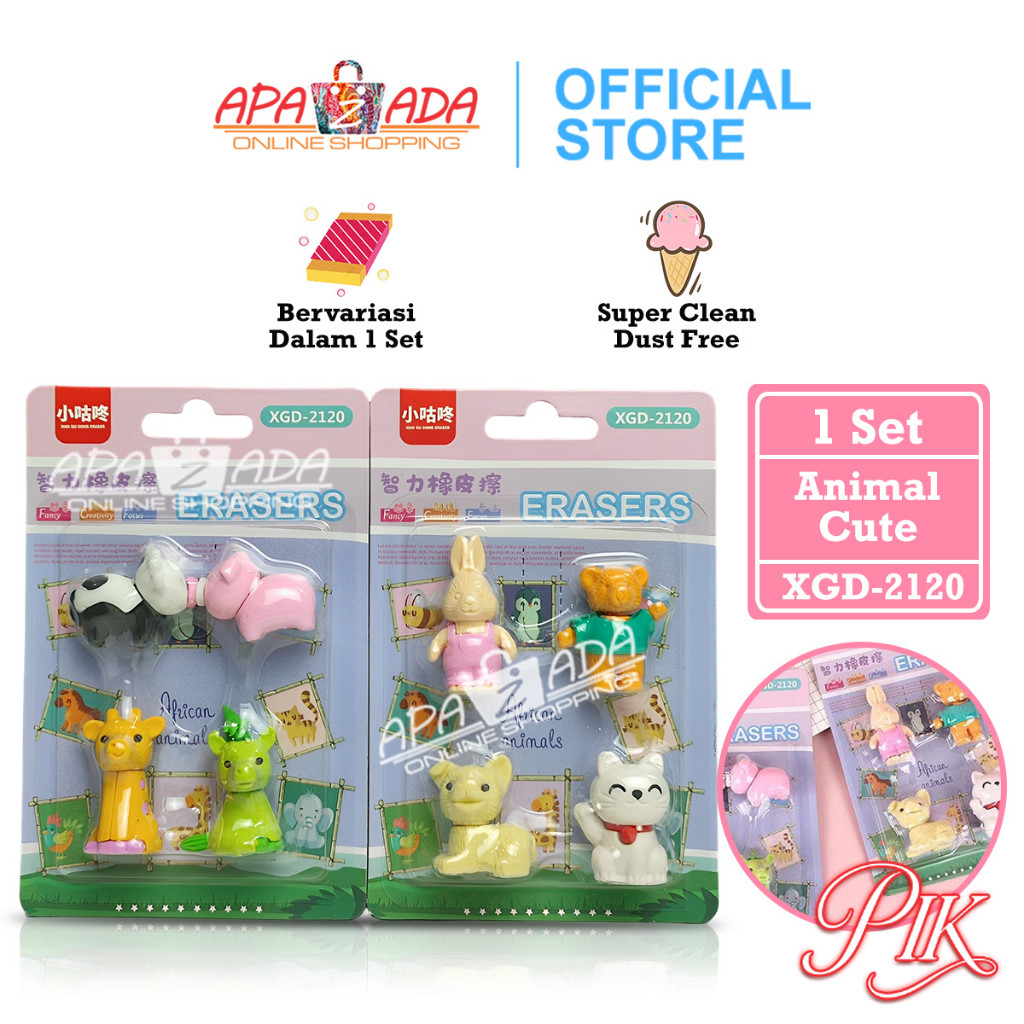 

Apazada Penghapus Pensil Murah [1 Set - 4 Pcs Penghapus] / Hapusan Cute Animal / Eraser Pensil XGD-2120