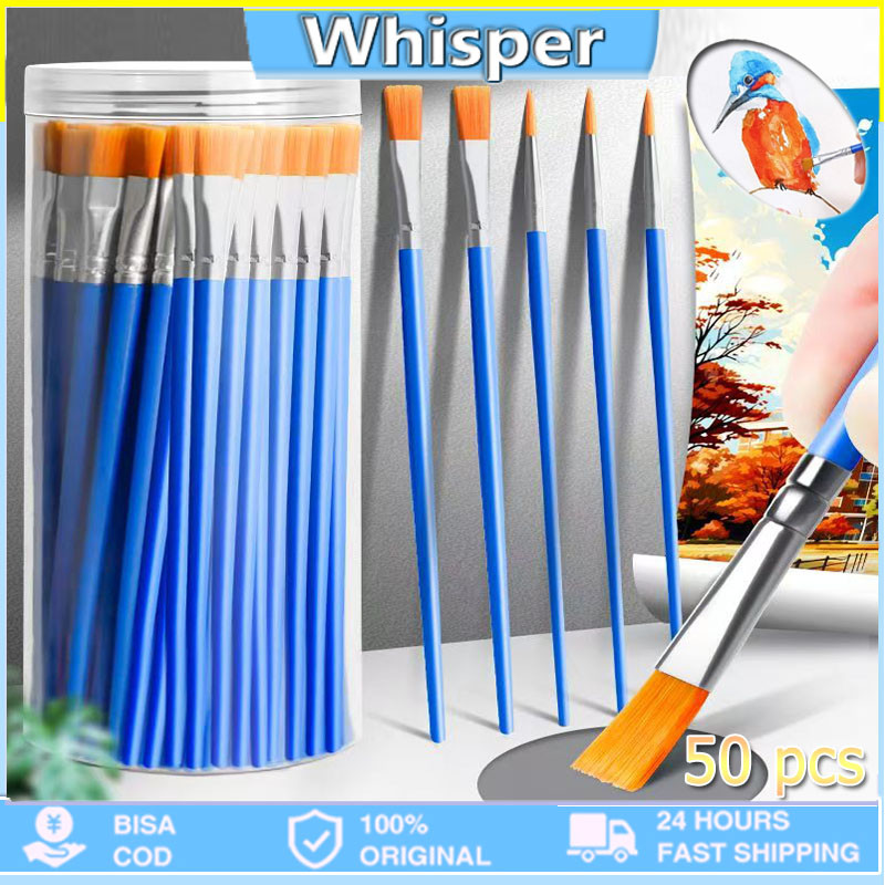 

Set Cat Air 50Pcs Ujung Datar Lukisan Rambut Buatan Kuas Cat Minyak Lukisan Rambut & Kuas Nilon